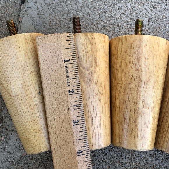 Set of 4 Wooden Round Furniture Legs about 4" high - Picture 3 of 5
